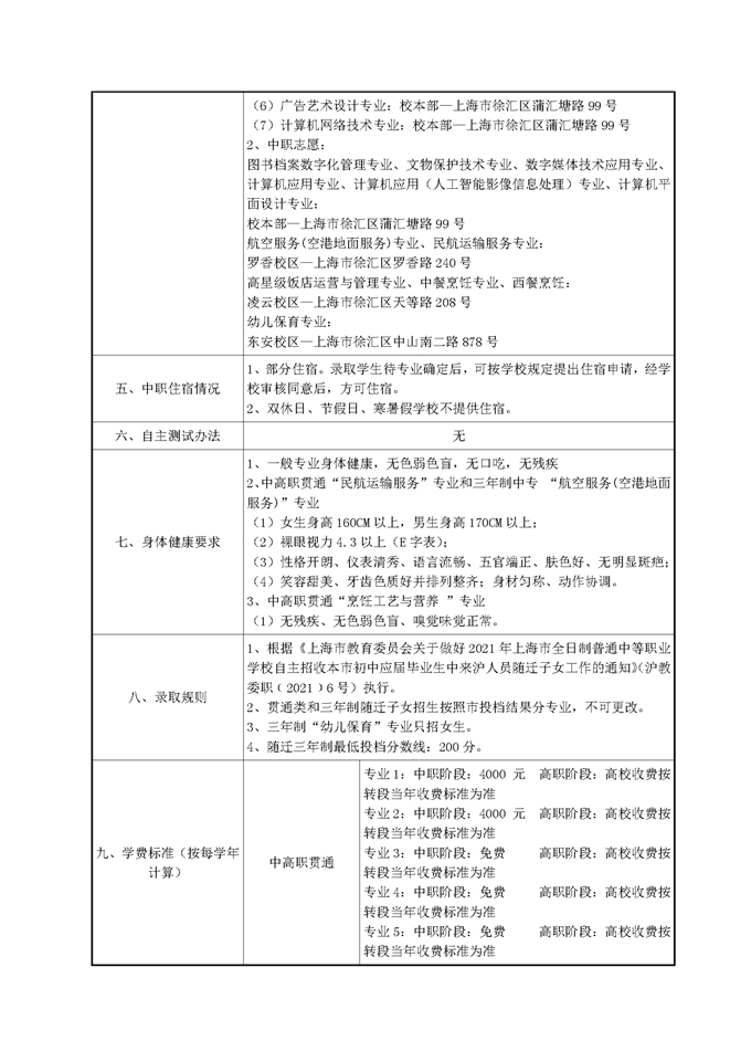 2021年上海市信息管理学校招收随迁子女章程