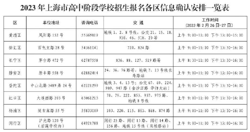 2023上海中招网上报名及信息确认将2月19日开始！