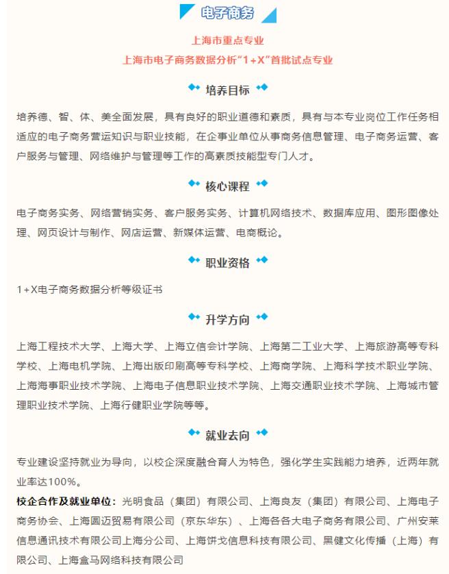 上海市贸易学校中专专业介绍