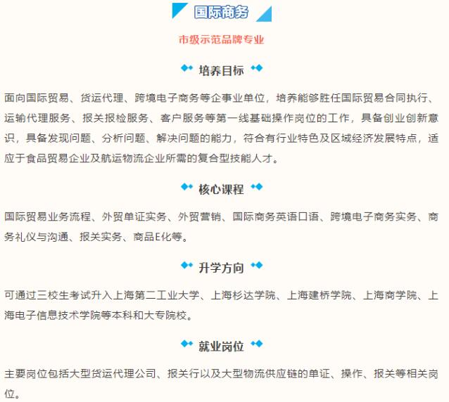 上海市贸易学校中专专业介绍